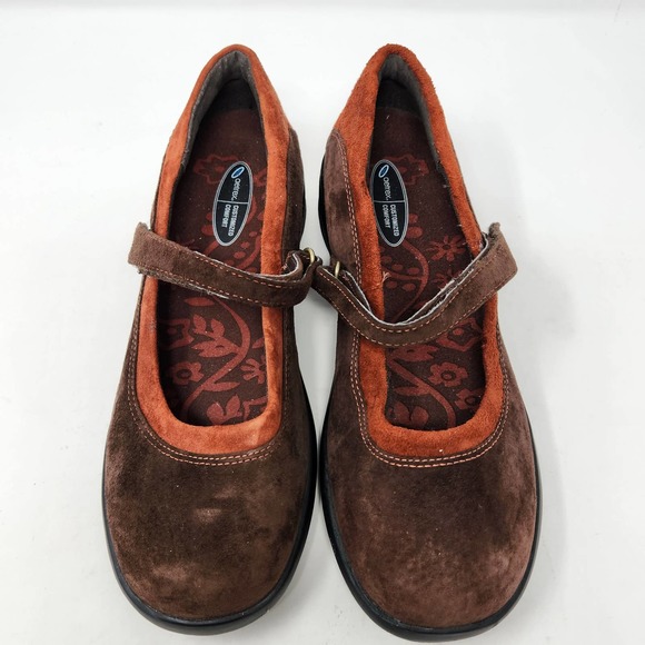 Aetrex Womens Julie Wrap Around Mary Jane Flats 8 D Comfort Shoes Brown Orange - Picture 2 of 9